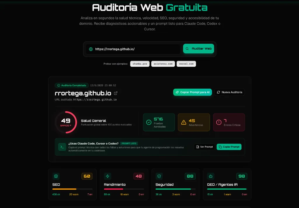 Auditoría web 360: De 5 CLIs a prompts para tu agente IA
